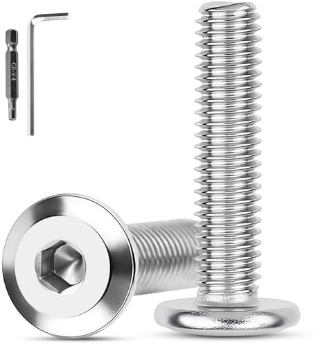 XRXYMQ 30 Pièces Vis M6 x 35 mm Tête Plate A2 V2A Vis inox M6 Pour Boulons de Meubles Six Pans Creux Avec Clé Hexagonale