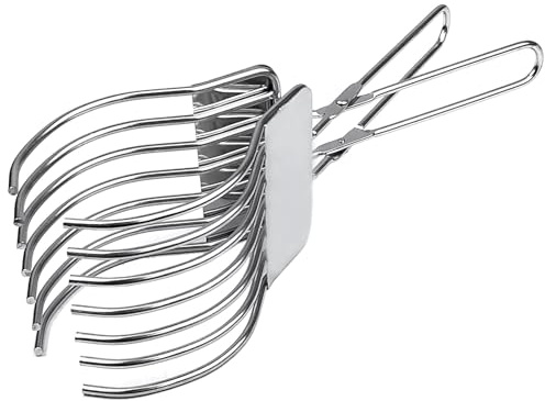 Stainless Steel Slicer Tongs, Multi-Purpose Carving Guide for Bread, Meat, Roasts, Vegetables, Safe Anti-Cut Food Holder, Kitchen Aid Tongs, Household Kitchen Tool, BBQ Accessory