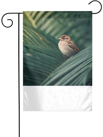 XBKGOHA Piccolo passero su foglie di palma Immagine Giardino pennone esterno cortile decorazione moda 30,5 x 45,7 cm