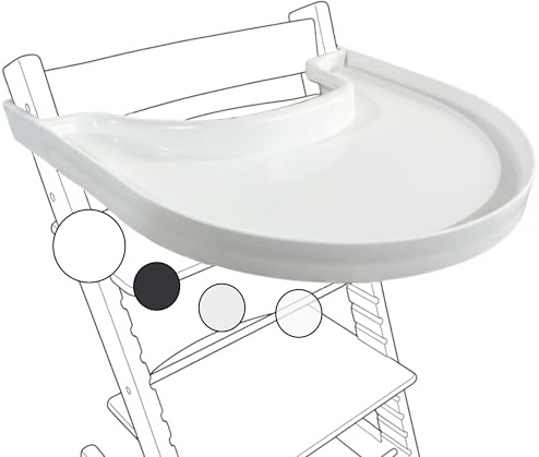 High Chair Tray for Stokke Tripp Trapp - White - No Baby Set Needed. Suction Surface. Snap-on. BPA Free.