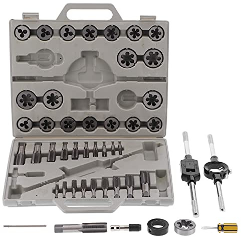 TOPINCN Gewindeschneider-Set, 45-teilig, Schnellarbeitsstahl mit Feinem und Zylindrischem 55°-Rohrgewinde (Metrisch 16 cm)