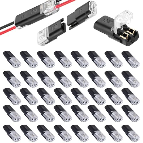 40 Pcs 2-Pin Wire Connectors, Electrical Cable Connectors Waterproof 12V Automotive Kit for 18-22 AWG Wires, Quick Crimp Plug-in Terminals for Cars and Trucks