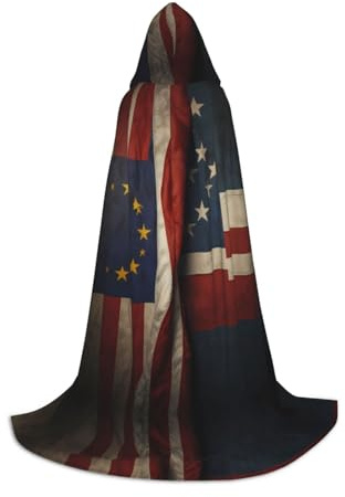 WZYCWB Europäische und amerikanische Flagge, bedruckt, L Kapuzenumhang, Cosplay-Kostüm, Halloween, Anime-Party-Requisite
