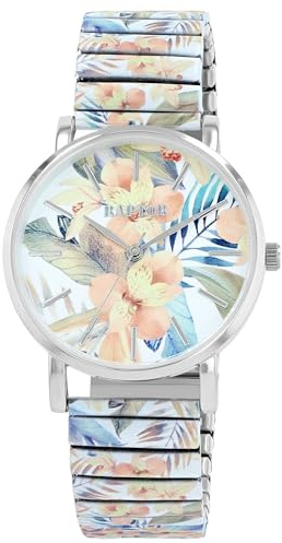 Raptor Ausgefallene Damenuhr Bunt Grün Regenbogen | Armbanduhr Damen außergewöhnlich mit Zugarmband | Besondere Damenarmbanduhr – Modische Uhr Frauen Senioren