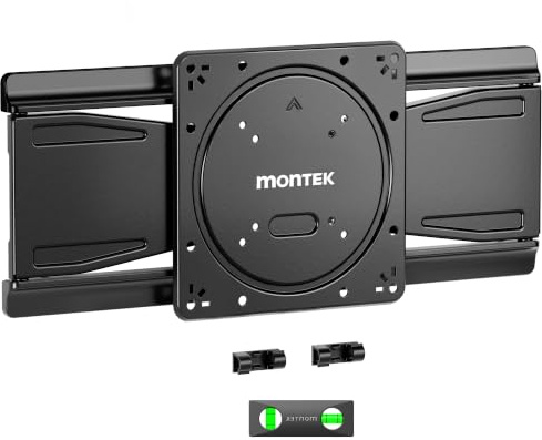 monTEK 1.2 Ultra Slim TV Wall Bracket for 23-43 Inch TVs up to 45kg | Swivel Tilt & Extendable, Low Profile TV Mount for Flat/Curved Screens, with 2 Cable Clips & Spirit Level, Max VESA 200x200mm