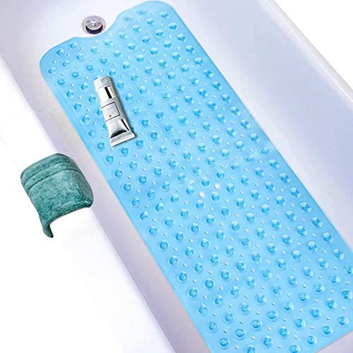 Wimaha Badewannenmatte rutschfest, Extra Lange Antirutschmatte Badewanne, Duschmatte rutschfest BPA Frei, Schimmelresistent & Maschinenwaschbar Badematte,100 x 40cm,Blau
