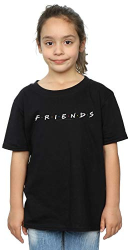 Absolute Cult Friends Girls Text Logo T-Shirt Black 12-13 Years