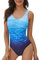 heekpek Costumi da Bagno Donna, Sexy Tinta Unita Monokini Costume Trikini Donna, Gradient Sportivo Bikini Brasiliana Push up, Un Pezzo Costumi Interi Donna con Tracolla Incrociata, Blu, L