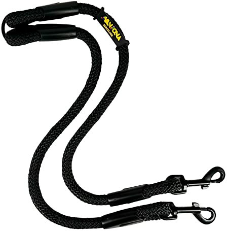 Laisse pour Chien avec Double Attache pour 2 Chiens, fabriquée en Espagne, pour Petits, Moyens et Grands Chiens. Noir