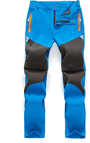 Daysskk Softshellhose Kinder Sommer Wanderhose Zip Off Arbeitshose Kinder Jungen Outdoorhose Atmungsaktiv Trekkinghose Wasserdicht Freizeithose Cargohose Schnelltrocknend Blau 120