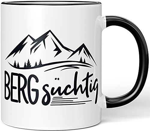 JUNIWORDS Tasse, Bergsüchtig, Wähle Farbe, Schwarz