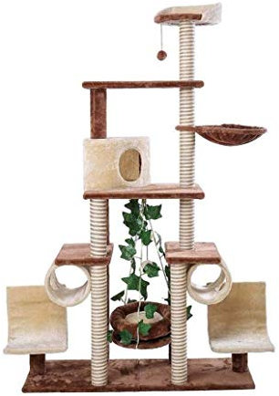 SMSOM Katzen-Baum-Katzen-Turm, 71,6-Zoll-Multi-Level-Kätzchenhaus-Wohnung mit Kratzer-Pfosten und Hängematte, großes Katzenständermöbel Klettern Spielhaus-Zentrum mit Plüsch-Barsch für Indoor-Aktivitä
