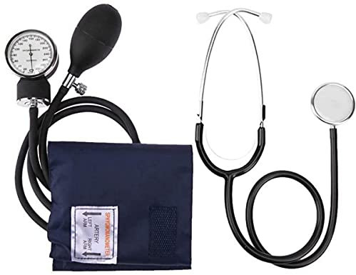 Leomix Manual Blood Pressure Cuff Kit, Professional Aneroid Sphygmomanometer with Carrying Case - Universal Adult Sized Cuff, Blood Pressure Monitor Set with Stethoscope, Black