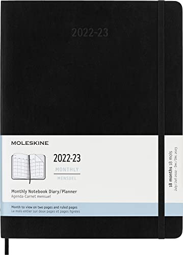 Moleskine Monatsplaner 2023, 18 Monate Kalender, Monatskalender mit Weichem Einband, Maß XL 19 x 25, Farbe: Schwarz