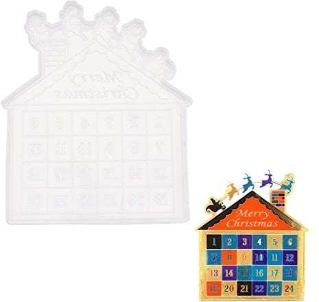 Pendant Clay Mold Candy Chocolate Cake Tools Calendar Mold Wall Hanging Mold Silicone Moulds Christmas Countdown(B)