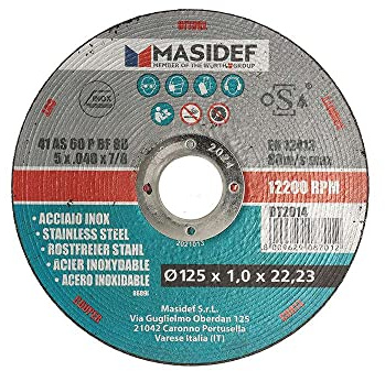 Disco da Taglio, Misura Ø 125 x 1,0 mm, Per Acciao Inox, Confezione da 1 pezzo, Grigio