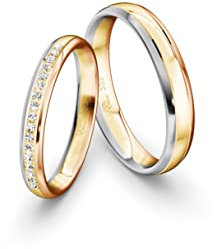 JC Trauringe Gold 333 Gold Paarpreis Poliert I Partnerringe Tricolor mit Gravur in edler Schatulle I 2 Hochzeitsringe Herrenring ohne & Damenring mit Zirkoniasteine I ICT44