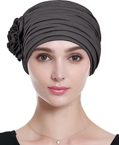 Alnorm Kopftücher und Schals für Chemo-Glatze Elegante Hüte Dunkelgrau