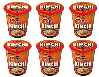 Nong Shim Kimchi Flavour Instant Ramen Noodle Soup Cup Halal Vegan 75g (Pack of 6)
