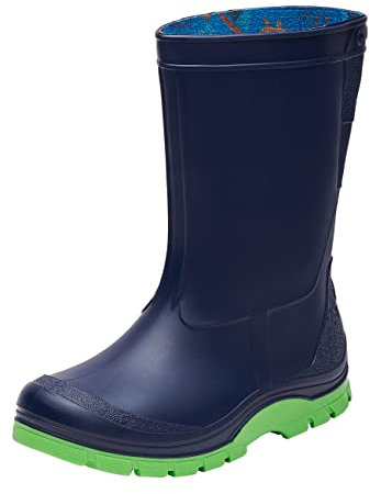 Realpaks Stivali di gomma per bambini impermeabili SD 2/2 - stivali da pioggia per ragazzi e ragazze - Blu scuro_verde 35_36