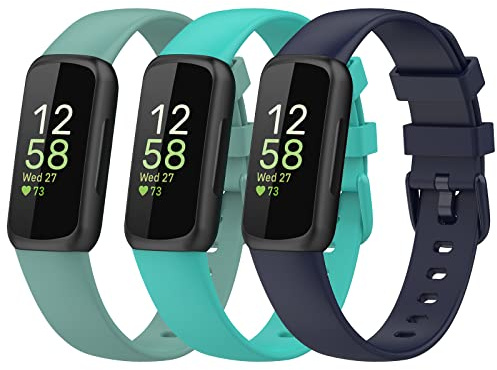 Gheper Bänder Kompatibel mit Fitbit Inspire 3 Smart Watch Band Ersatz Armband Silikon Zubehör für Frauen Männer S/L Größe, 3 Pack