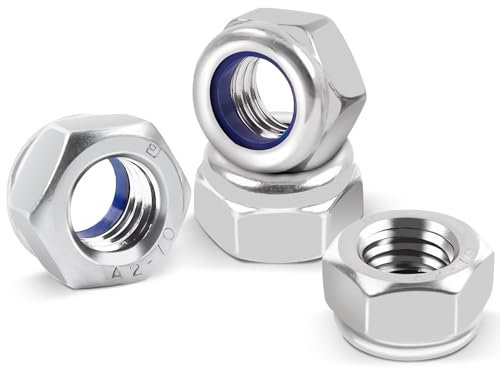 DIN985 25 Stück Sechskantmuttern M5, Leryati Sicherungsmuttern Edelstahl Standard A2 V2A M5 Mutter, Selbstsichernde Muttern Stoppmutter, Sechskant Edelstahlmutter Stoppmuttern Kontermuttern Set
