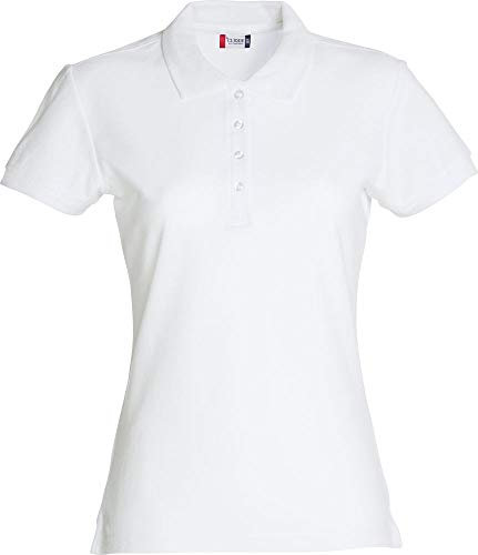 Clique - Polo maglietta a mezza manica t-shirt da donna Basic Polo Ladies slim fit con bottoni in cotone primavera/estate in diversi colori e taglie (bianco S)
