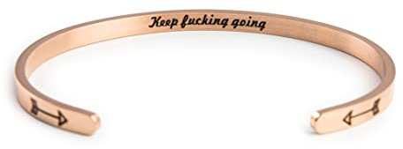 tideflow Armband offener Armreif Geschenk für Damen Frauen Mädchen Freundin Braut. Edelstahl. Motivationsspruch, Inspiration auf die Innenseite Graviert