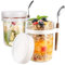 BIKALAN Glas Müslibecher to go mit Löffel, 400ml Joghurtbecher Overnight Oats Gläser, Luftdicht Behälter für Jogurt Müsli Mepal Porridge Milch Früchte (Weiß)