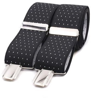 El Mono con Pajarita Handgefertigte Hosenträger für Herren. Hosenträger herren extra stark. 3 clips. Stilvolle und originelle elastische Hosenträger für Männer. (Micro Negro-Blanco)