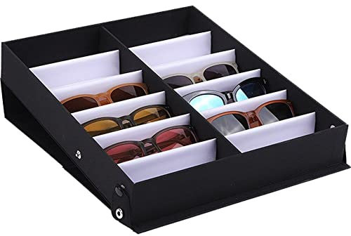 Lipfer 12 Slots Glasses Tray Sunglasses Display Case Eyeglass Organizer Box Eyewear Holder Sunglass Stand Sun Glasses Organizer