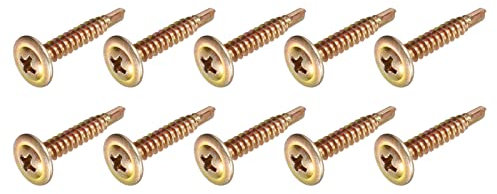 METALLIXITY Phillips Autorroscantes Tornillos (#8 x 1) 100uds, Carbono Acero Cola Madera Tornillo - para Casa Mantenimiento Carpintería, Dorado Tono