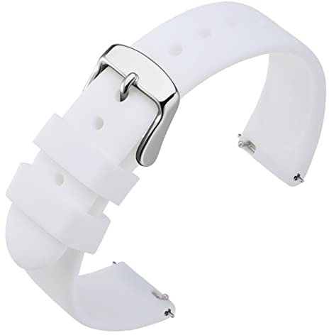 ANNEFIT Silikon Uhrenarmband, Sport Armband 22mm für Damen Herren mit Silberne Schnalle, Schnellverschluss Ersatzband (Weiß)