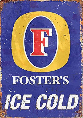 Aluminium Vintage Schild Ice Cold Fosters Beer Replik Außen Home Bar Dekoration Vintage Metall Blechschild - 20,3 x 30,5 cm Metall-Blechschild