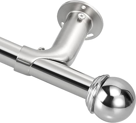 Darkening Curtain Pole Extendable 210-300cm(82-118), Dia 16/19mm Adjustable Blackout Curtain Rod with Metal Ball Finials for eyelet curtains, Heavy Duty Decorative Windows Rods Brushed Nickel