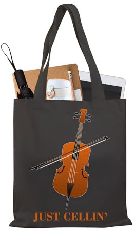 BDPWSS Cello Gift Cello-Musik-Tragetasche Just Cellin' Funny Cello Cellist Orchester Musiker Wiederverwendbare Handtasche Cello Player Geschenk, Just Cellin Bltg, 15.7 inches (width) x 13.8 inches