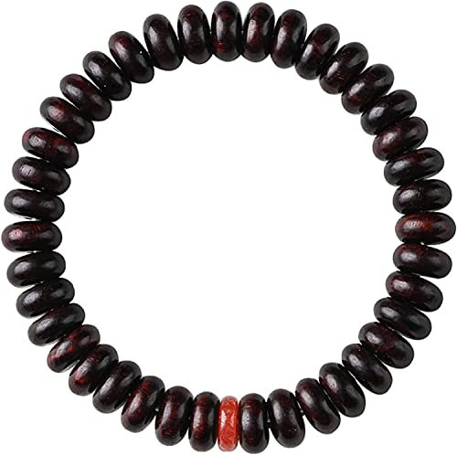 Mala-Gebetsperlen-Armband, Stretch-Armband, Holz, Buddha-Perlen-Armband for Männer, Meditations-Yoga-Gebetsmanschettenschmuck, handpoliertes Geschenkzubehör (Größe: 16 cm) (Farbe: einfarbig, Größe: 16
