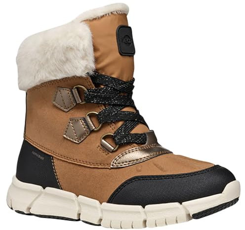 Geox J FLEXYPER Girl B AB, Scarpone da Neve, Whisky/Black, 39 EU