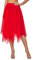 Tüllrock Damen-Elastische Langer Rock Tüllrock Weiß Schwarz Rosa Unregelmäßiger für faschingskostüme Karneval kostüm Halloween(Rot)