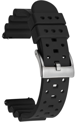 Niziruoup Bracelet de Montre FKM Caoutchouc Fluoré Libération Rapide Ventilé Durable Fluorocarbone Bande de Remplacement 18mm 20mm 22mm 24mm pour Montres de plongée Homme & Femme