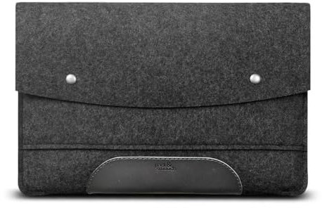 Pack & Smooch Hülle für iPad Pro Sleeve Case | 100% Wollfilz Und Pflanzlich Gegerbtes Natur Leder | Farbe in Anthrazit/Schwarz | Passend mit Magic Keyboard