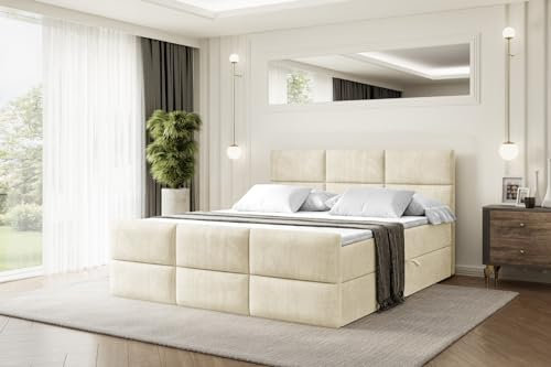 ALTDECOR Boxbett mit H3-Matratze Fußteil Ohio-Z - 180x200 - Beige