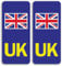 2 x UK Motorbike Numberplate Vinyl Stickers - Flag Abroad Travel Bike Vehicle Number Plate Europe Sticker - Size 24mm x 54mm #81663