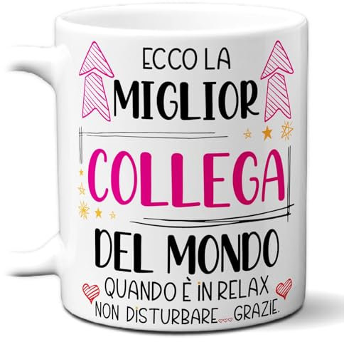 STAMPATEK Tazza Regalo Miglior Collega di lavoro, Idea Regalo compleanno donna, Tazza Miglior Collega del Mondo in Relax - MUG171