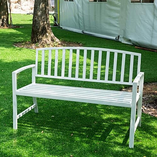 HXYhydrypd Außenbank, Gartenbank, Balkonmöbel mit Lattensitz, Sitzbank mit Lehne Metall for Hinterhof, Pool, Rasen