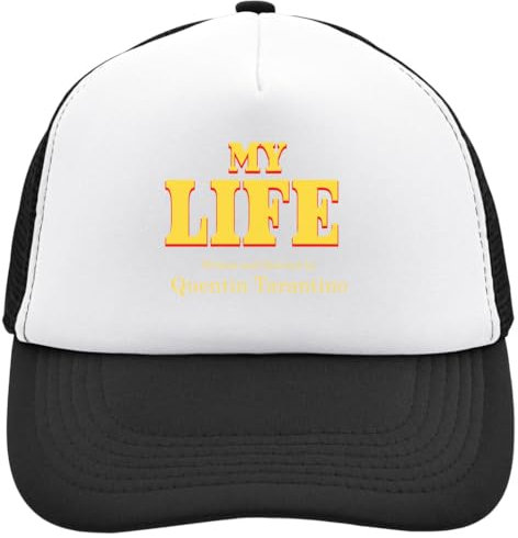 Functon+ My Life Directed by Quentin Tarantino Trucker Cap Mesh Back Adjustable Snapback Hat Casu White, Schwarz , Einheitsgröße