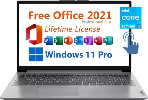 Lenovo 15.6 Business Laptop, Free Microsoft Office 2021 with Lifetime License, FHD Touchscreen Display, Intel 6-Core i3-1215U upto 4.4 GHz, 16GB RAM, 512GB SSD, Wifi 6, 7 Hrs Battery, Windows 11 Pro