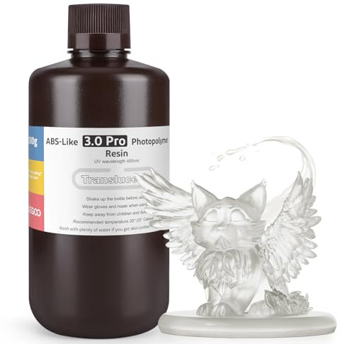 ELEGOO ABS-Like Resin 3.0 Pro, UV-Härtendes 3D Resin mit Hohe Präzision, Nicht Spröde, Nicht Giftig für LCD/DLP 3D Drucker Photopolymer Harz Clear 1000g