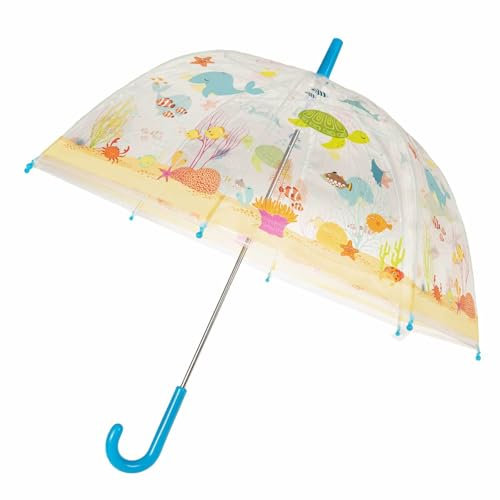 SIDCO Kinderschirm Regenschirm transparent Kinder Meerestiere Schirm lustig klein bunt