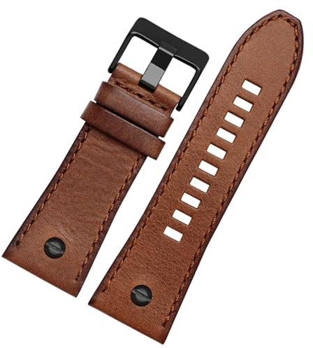 EAMOM Armband 28mm Echtes Lederarmband Diesel Uhrenarmband Armbanduhren Band für DZ7193 DZ7214 DZ7311 DZ7312 DZ7313 Uhrenarmband(Brown black,26mm)